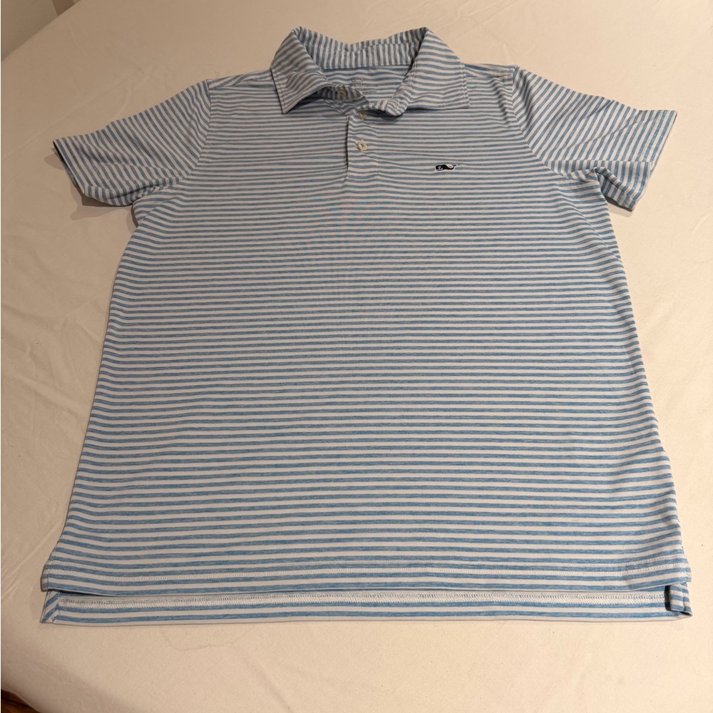 Vineyard Vines Light Blue and White Sankaty Striped Polo
